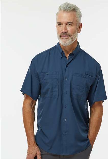 Navy Hatteras Performance Short Sleeve Fishing Shirt - 700