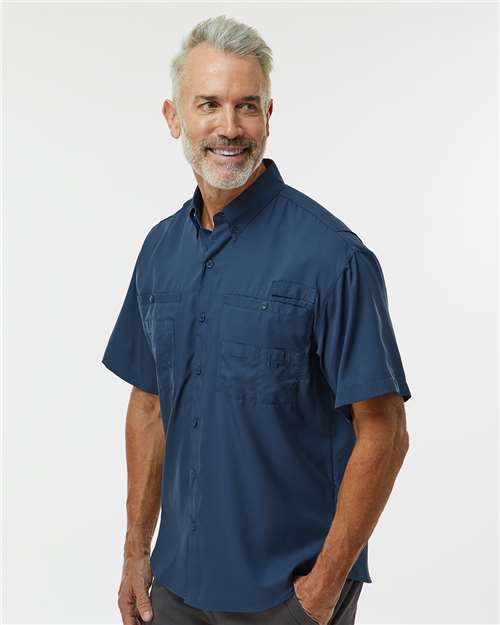 Navy Hatteras Performance Short Sleeve Fishing Shirt - 700