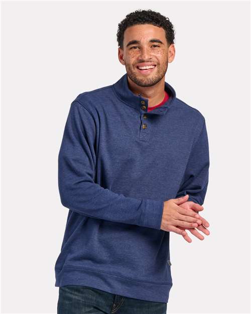 Navy Heather French Terry Button Pullover - BM5209