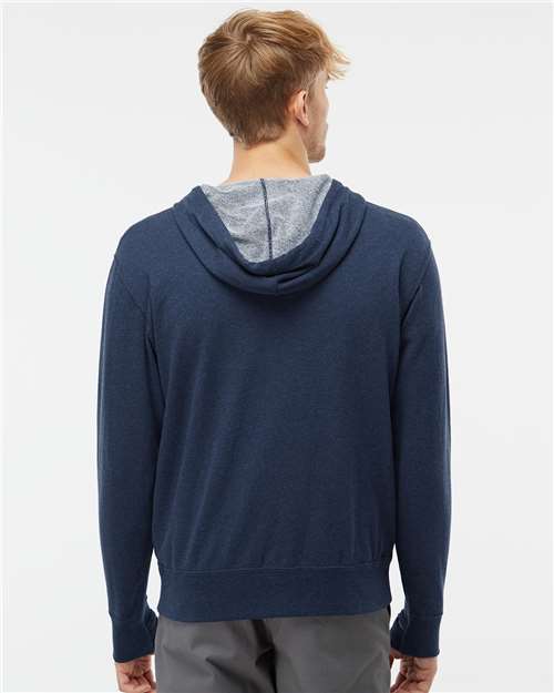 Navy Heather Heathered French Terry Full-Zip Hooded Sweatshirt - PRM90HTZ