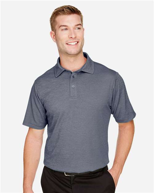 Navy Heather Men&#39;s CrownLux Performance® Address Mélange Polo - DG22