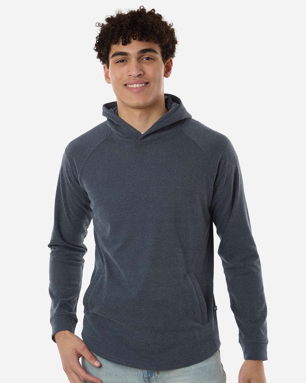Navy/ Heather Men's Glasgow Hooded Sweatshirt - SWGH600 plain