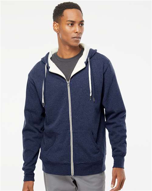 Navy Heather Sherpa-Lined Hooded Sweatshirt - EXP90SHZ