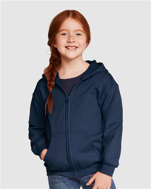 Navy Heavy Blend™ Youth Full-Zip Hooded Sweatshirt - 18600B