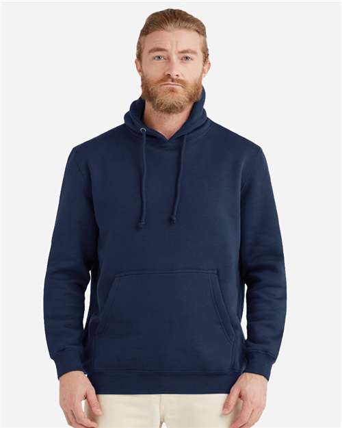 Rear View of Navy Heavyweight Pullover Hooded Sweatshirt - LS19001