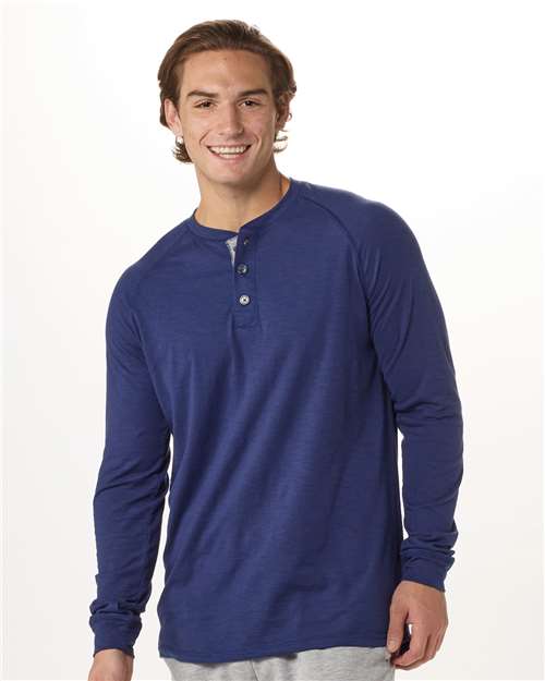 Navy Henley Long Sleeve T-Shirt - BM3101