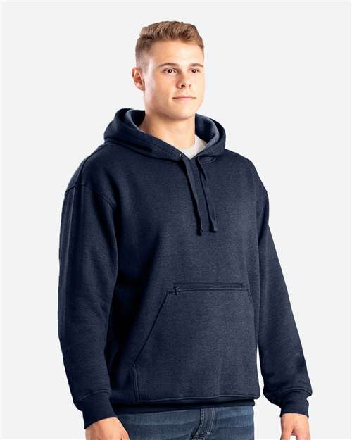 Navy Heritage Zippered Pocket Hooded Pullover Sweatshirt - SP418