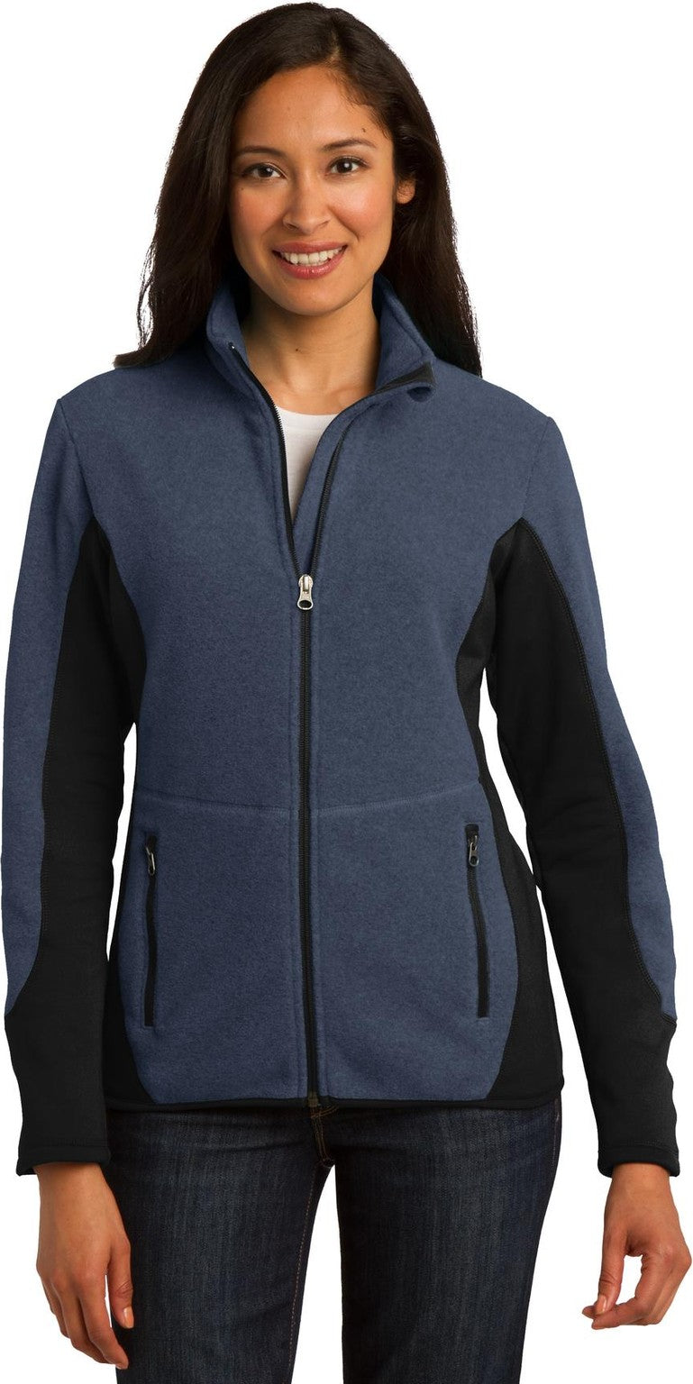 Navy Hthr/Blk Port Authority Women's R-Tek Pro Fleece Full-Zip Jacket. L227