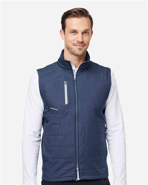 Left View of Navy Lightweight Hybrid Vest - W1008