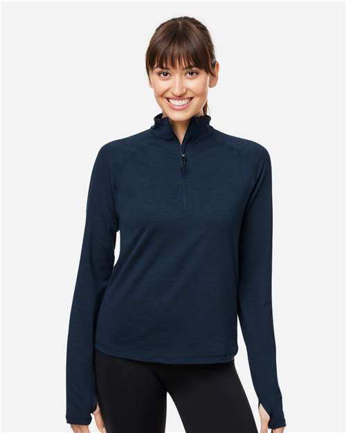 Navy Marble Women&#39;s Marbled Jersey Fairway Quarter-Zip Pullover - PDP8023