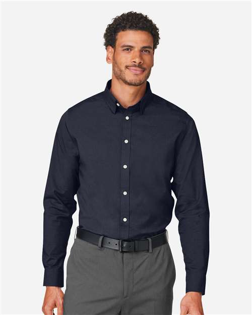Navy Melange Men&#39;s CrownLux Performance® Spencer Poplin Dress Shirt - DG505