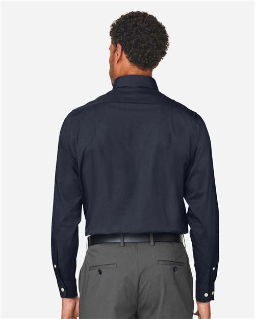 Navy Melange Men&#39;s CrownLux Performance® Spencer Poplin Dress Shirt - DG505