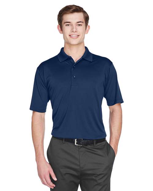 Front View of Navy Men's Cool & Dry 8-Star Elite Performance Interlock Polo - 8610
