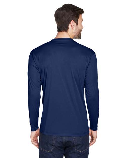 Navy Men&#39;s Cool &amp; Dry Sport Long Sleeve Performance Interlock T-Shirt - 8422