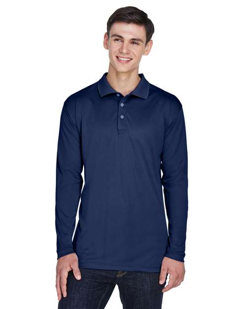 Navy Men's Cool & Dry Sport Long Sleeve Polo - 8405LS