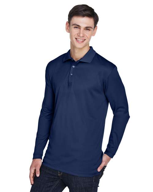 Navy Men&#39;s Cool &amp; Dry Sport Long Sleeve Polo - 8405LS