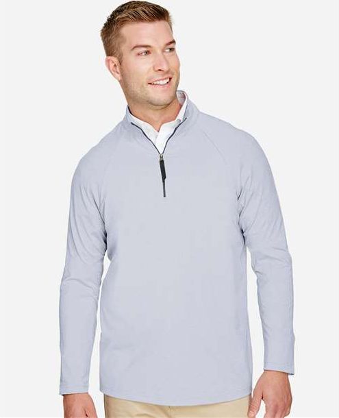Navy Men&#39;s CrownLux Performance® Clubhouse Micro-Stripe Quarter-Zip Pullover - DG480