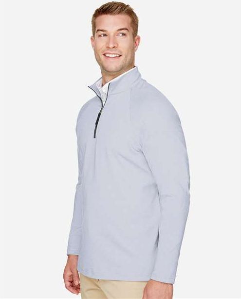 Navy Men&#39;s CrownLux Performance® Clubhouse Micro-Stripe Quarter-Zip Pullover - DG480