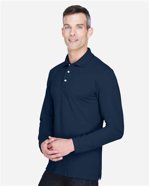 Navy Men&#39;s Easy Blend™ Long Sleeve Polo - M265L