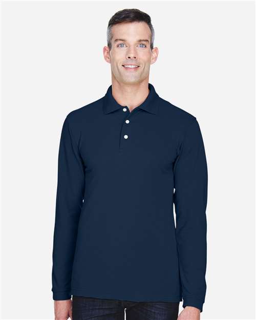 Navy Men&#39;s Easy Blend™ Long Sleeve Polo - M265L