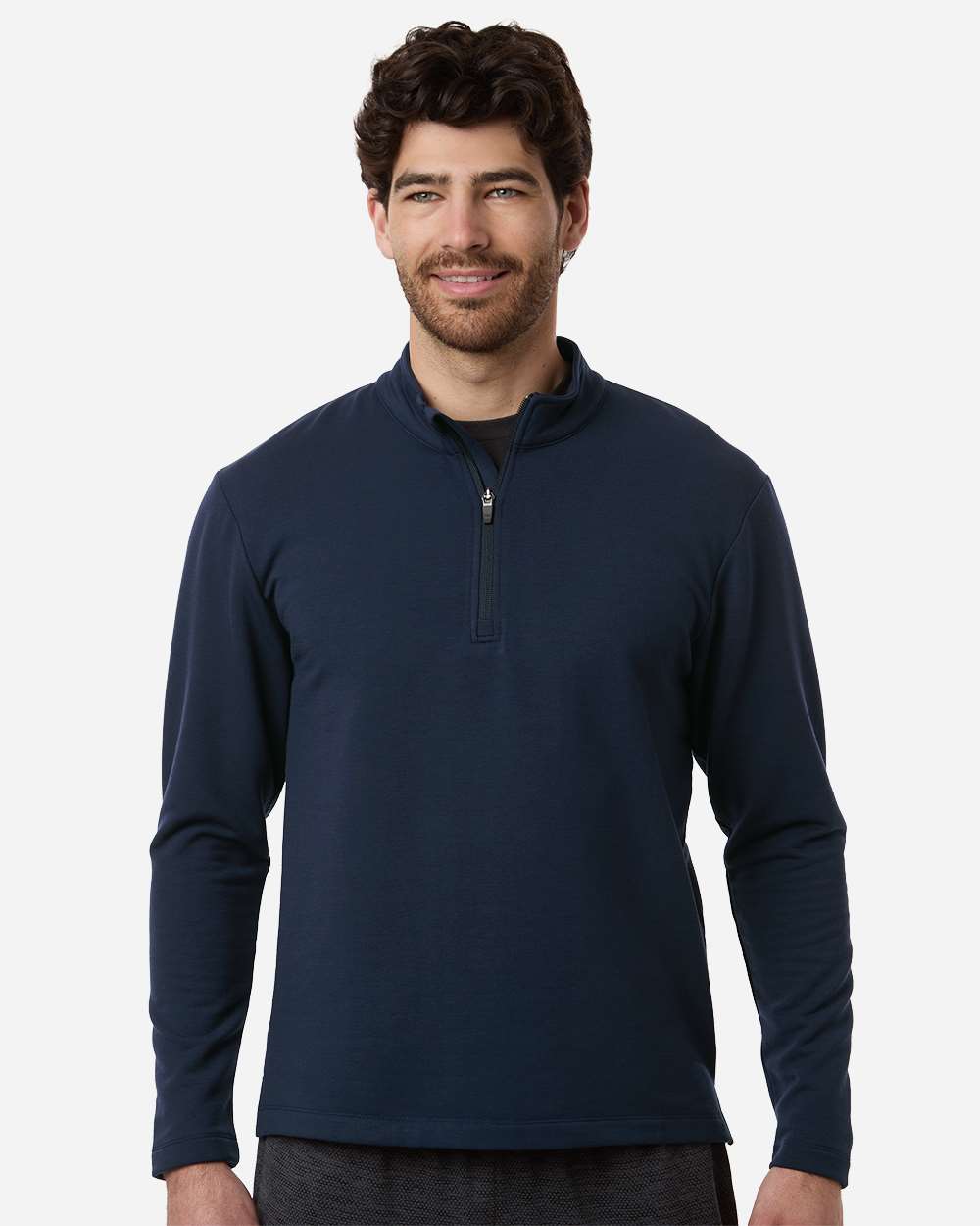 Navy Men's Stretch Quarter-Zip Fleece Pullover - STF870 plain