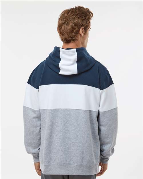 Navy/ Oxford Varsity Fleece Colorblocked Hooded Sweatshirt - 8644