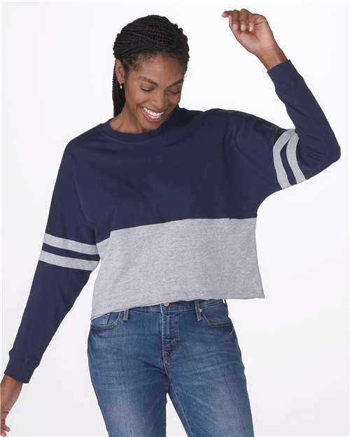 Navy/ Oxford Women&#39;s Crop Retro Jesery - BW3515