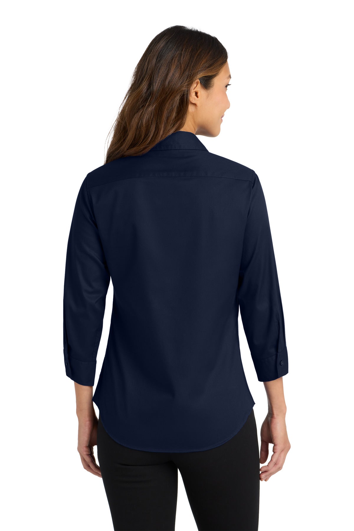 Navy Port Authority Women's 3/4-Sleeve Easy Care Shirt. L612