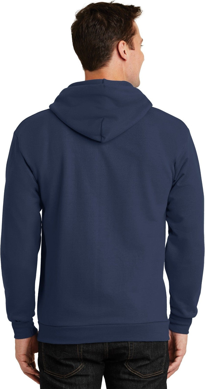 Navy Port & Co Essential Fleece Full-Zip Hooded Sweatshirt. PC90ZH