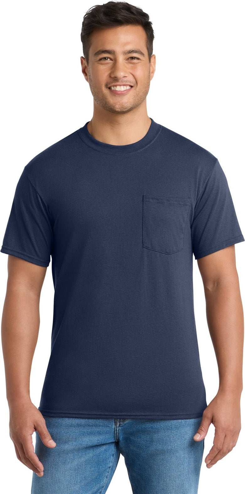 Navy Port & Co Tall Core Blend Pocket Tee. PC55PT