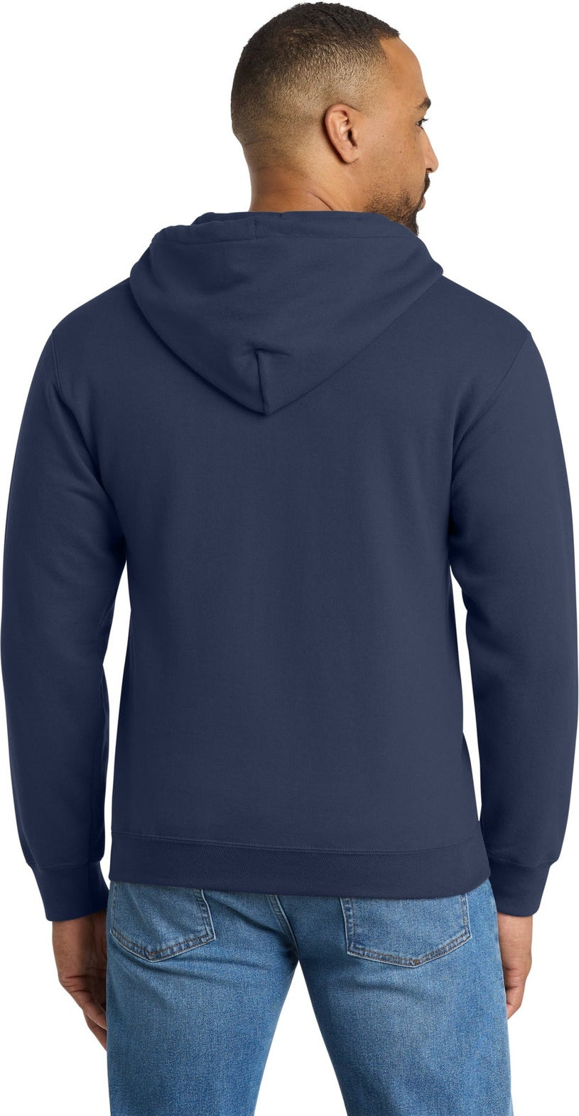 Navy Port & Co Tall Essential Fleece Full-Zip Hooded Sweatshirt. PC90ZHT