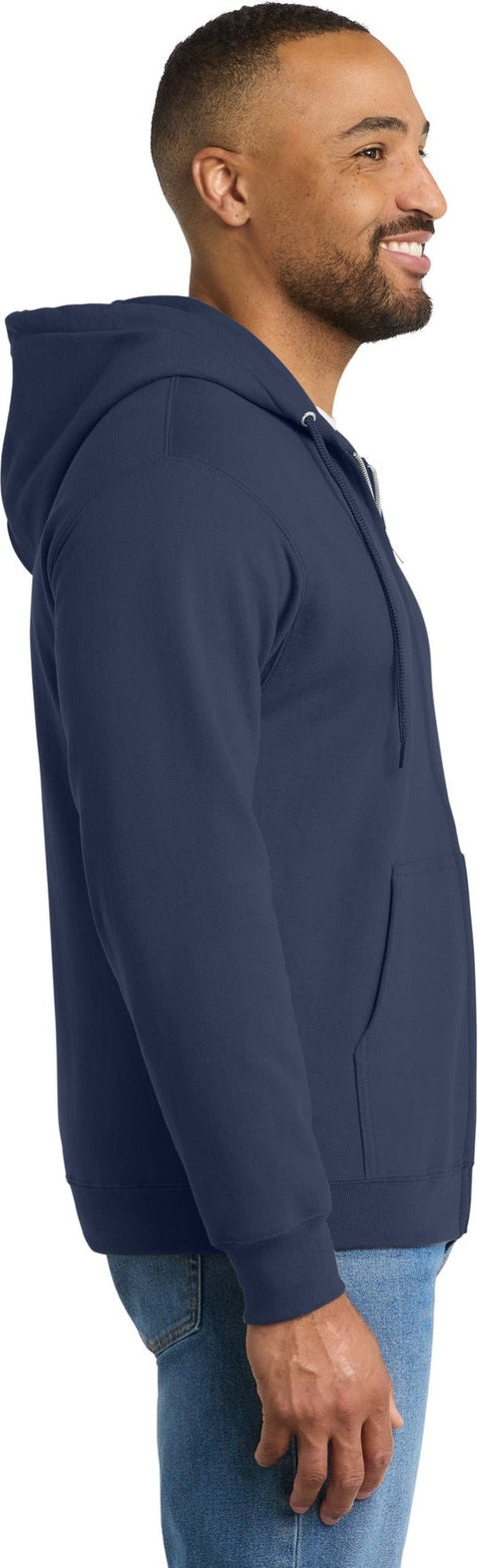 Navy Port & Co Tall Essential Fleece Full-Zip Hooded Sweatshirt. PC90ZHT