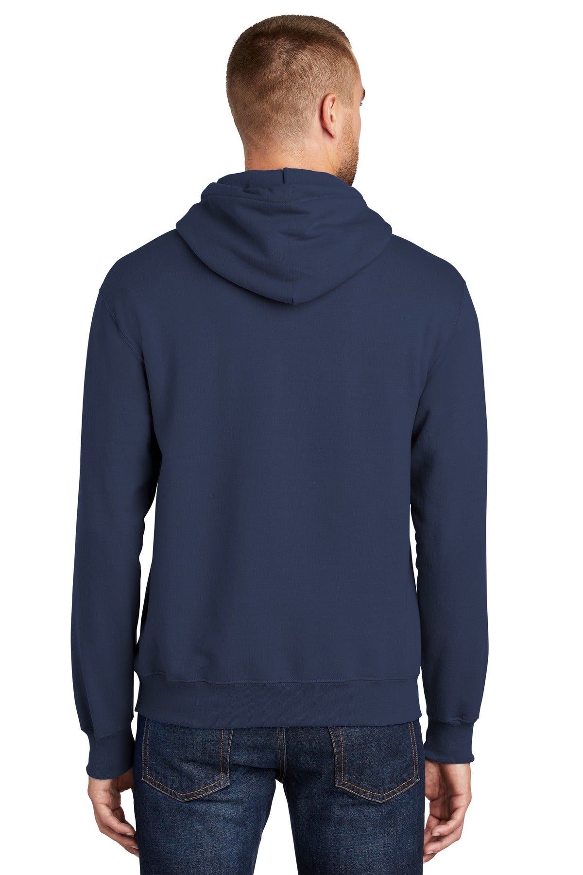 Navy Port & Co Tall Essential Fleece Pullover Hooded Sweatshirt. PC90HT