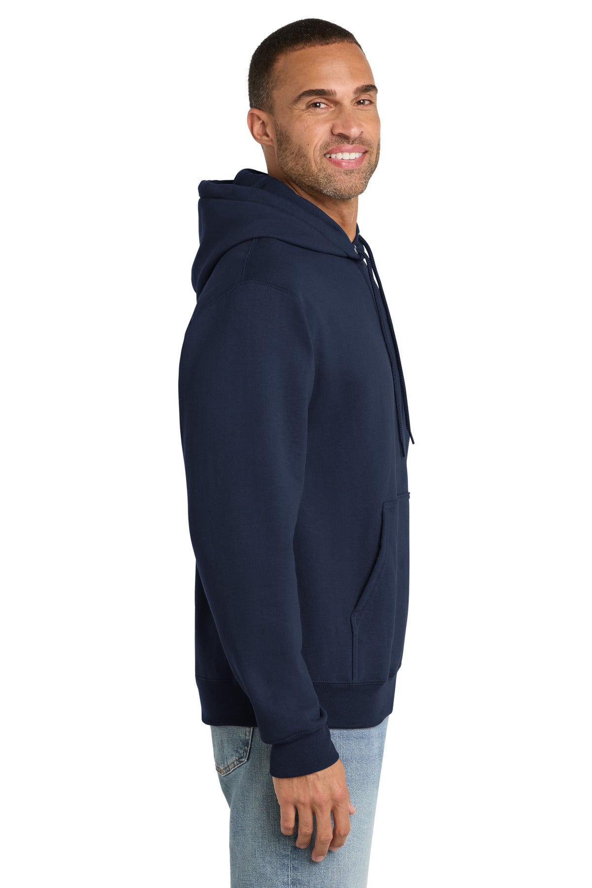 Navy Port & Co Tall Essential Fleece Pullover Hooded Sweatshirt. PC90HT