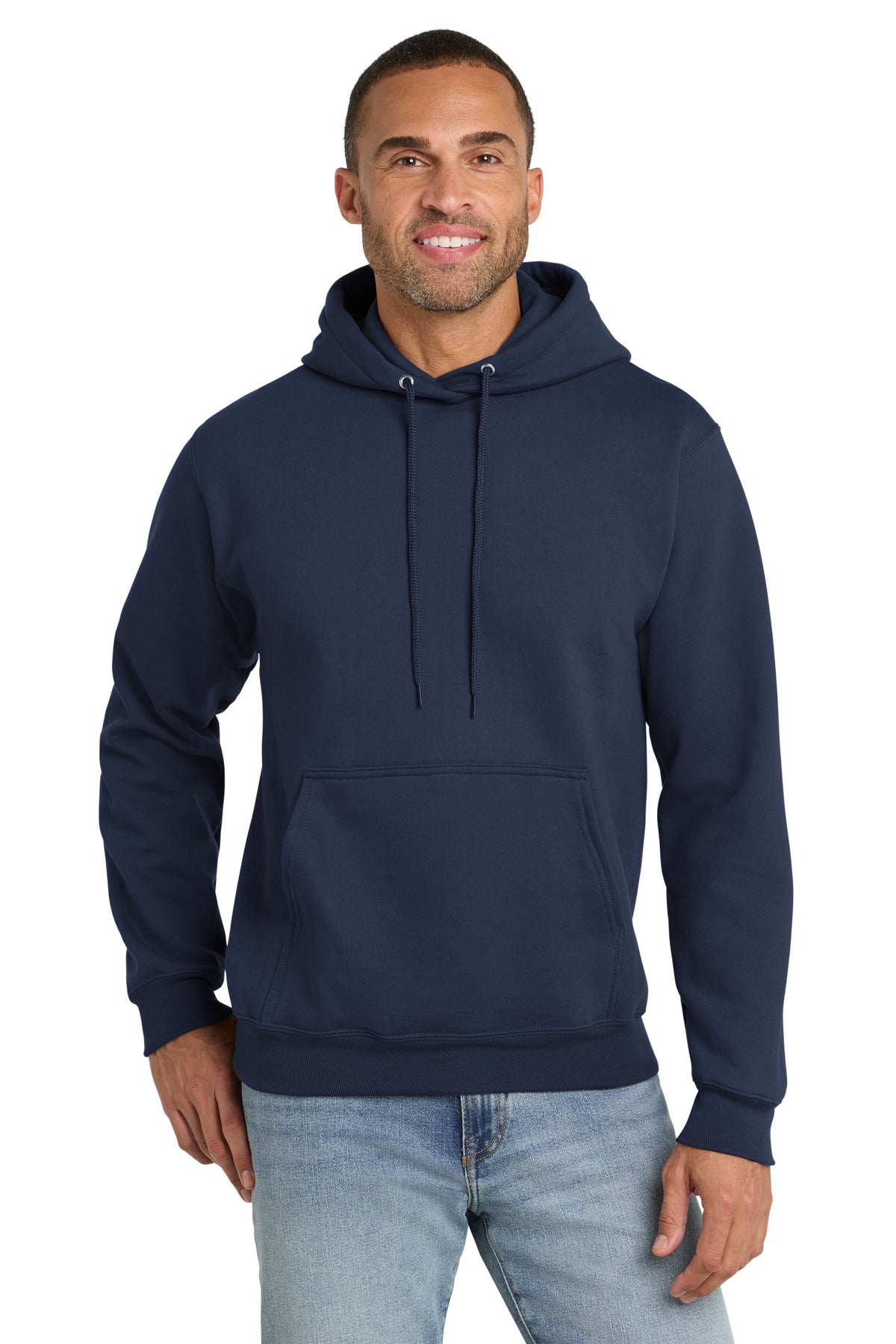 Navy Port & Co Tall Essential Fleece Pullover Hooded Sweatshirt. PC90HT