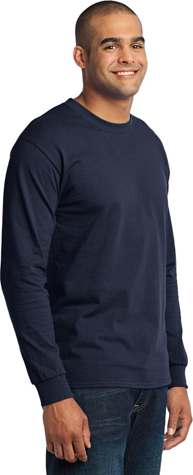 Navy Port & Co Tall Long Sleeve Core Blend Tee. PC55LST