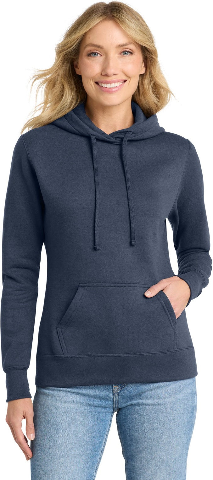 Navy Port & Co Women's Core Fleece Pullover Hooded Sweatshirt LPC78H