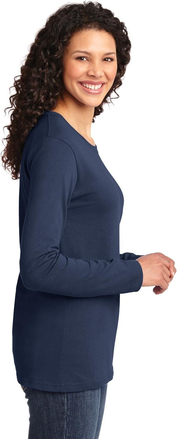 Navy Port & Co Women's Long Sleeve Core Cotton Tee. LPC54LS