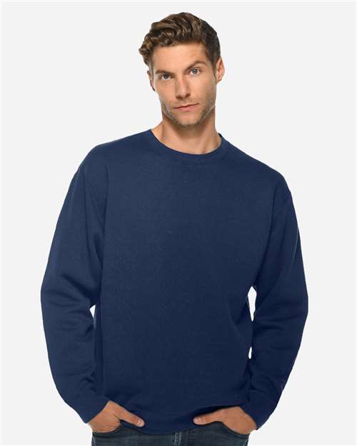 Rear View of Navy Premium Crewneck Sweatshirt - LS14004