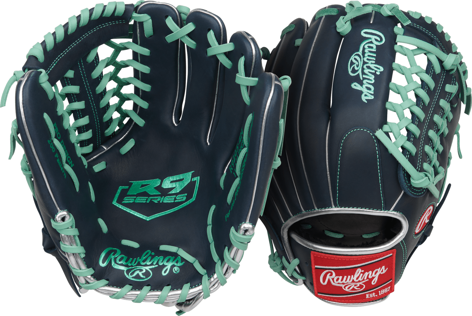 Navy Rawlings R9 11.75 in Baseball  Glove, Infield  grouped