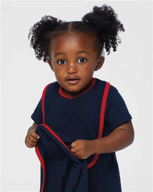 Navy/ Red Infant Contrast Trim Premium Jersey Bib - 1004