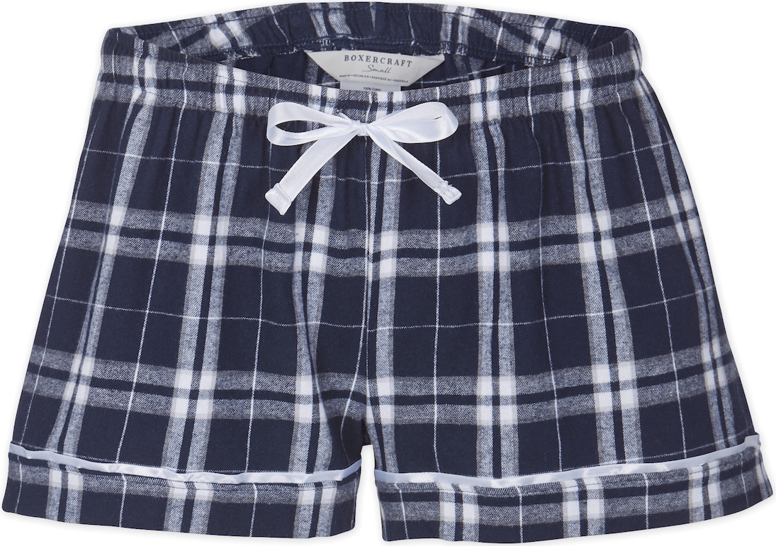 NAVY SILVER PLAID BOXERCRAFT WOMEN'S  FLANNEL SHORT  grouped