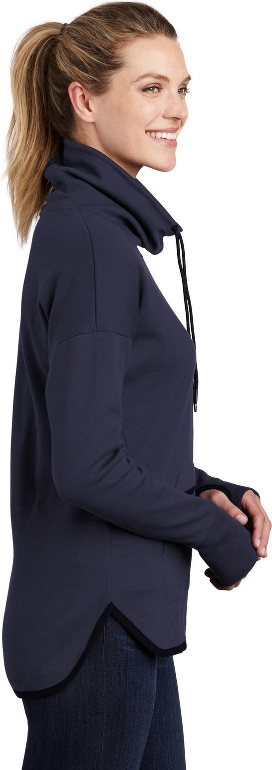 Navy Sport-Tek Women's Triumph Cowl Neck Pullover LST280