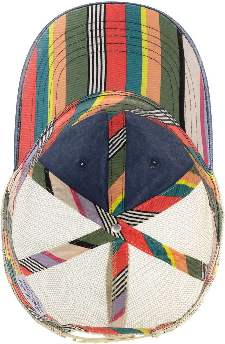 Navy/ Stripes Women's Washed Mesh-Back Cap - TESS