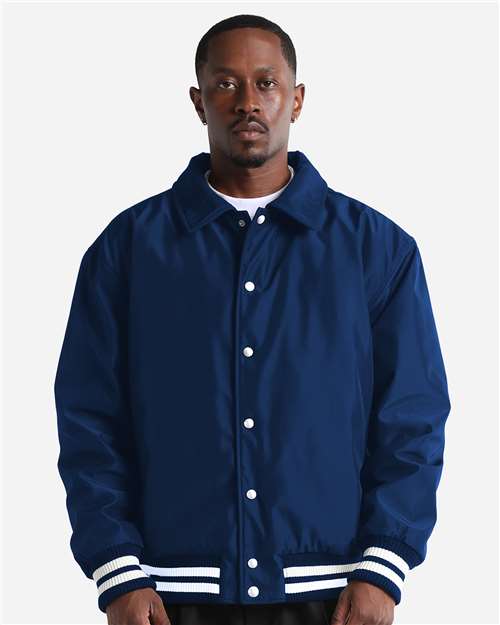 Navy Unisex Collared Varsity Jacket - CVBJ plain