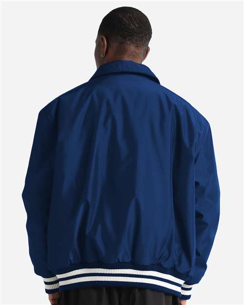 Navy Unisex Collared Varsity Jacket - CVBJ plain