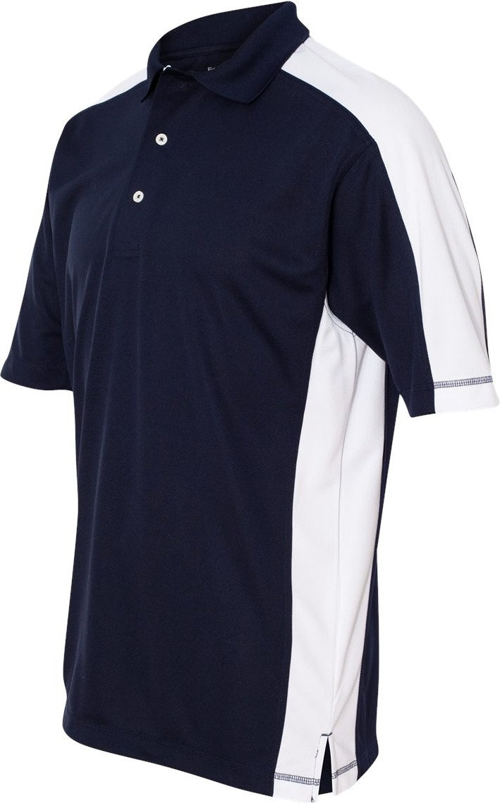 Navy/ White Colorblocked Moisture Free Mesh Polo - 0465