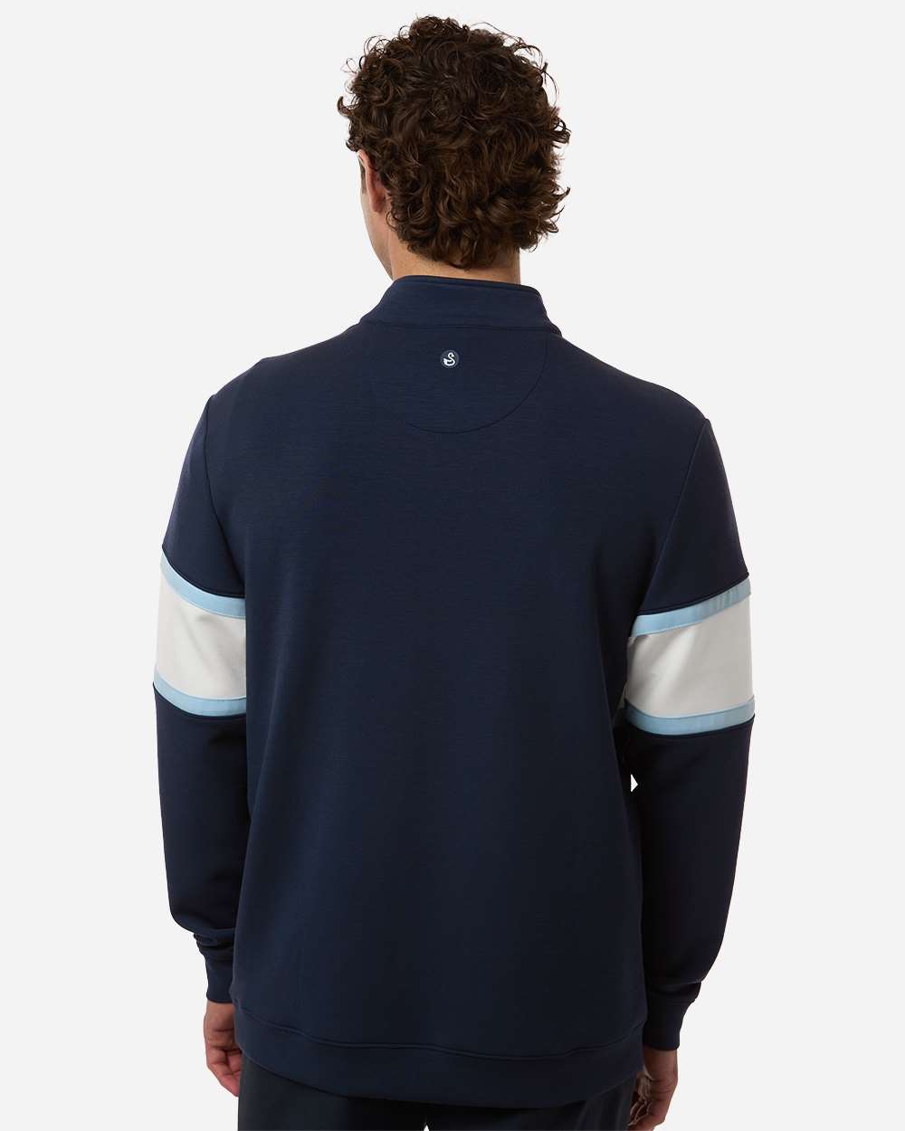 Navy/ White Men's Owen Quarter-Zip Pullover - SWOQ500 plain