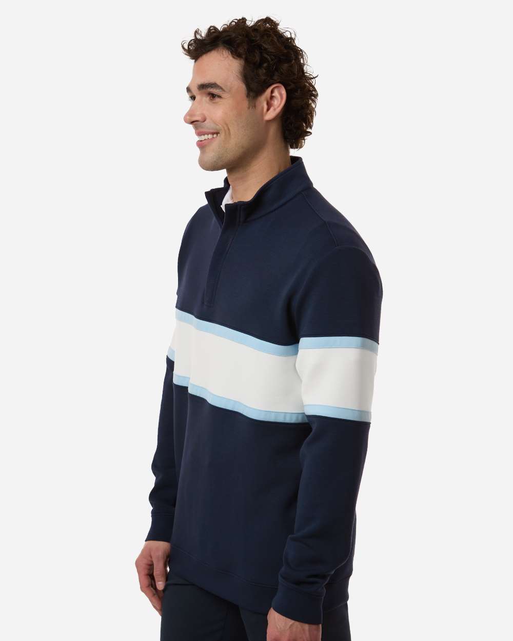 Navy/ White Men's Owen Quarter-Zip Pullover - SWOQ500 plain