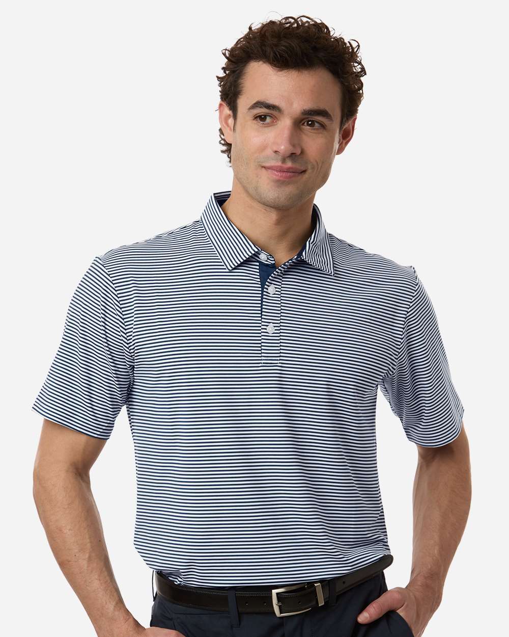 Navy White Men's Smith Striped Polo - SW1110